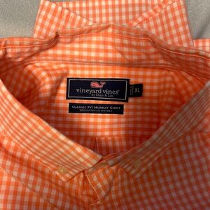 Vineyard Vines Men's Orange Gingham Shirt